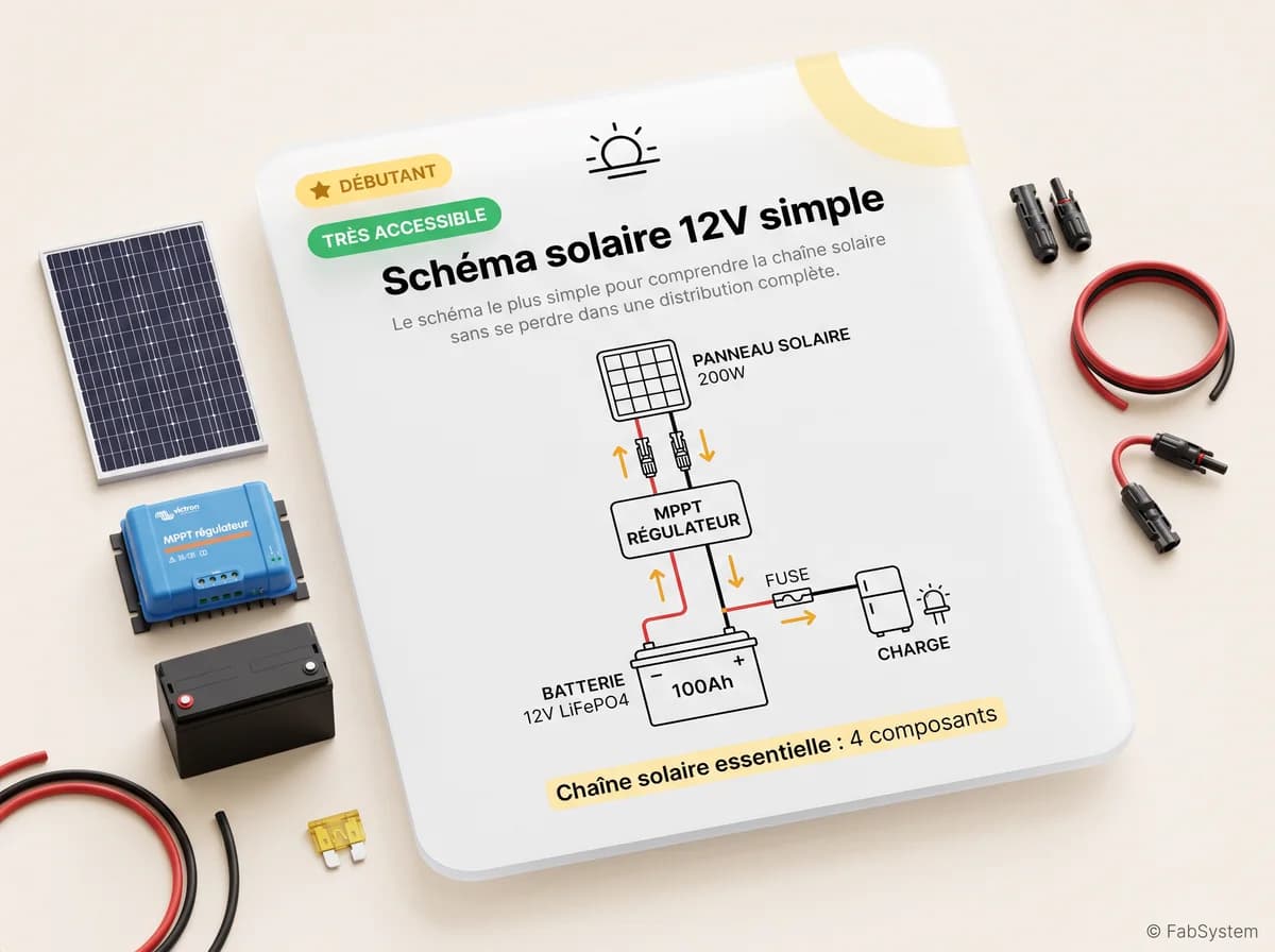 Aperçu réduit du schéma solaire 12V simple